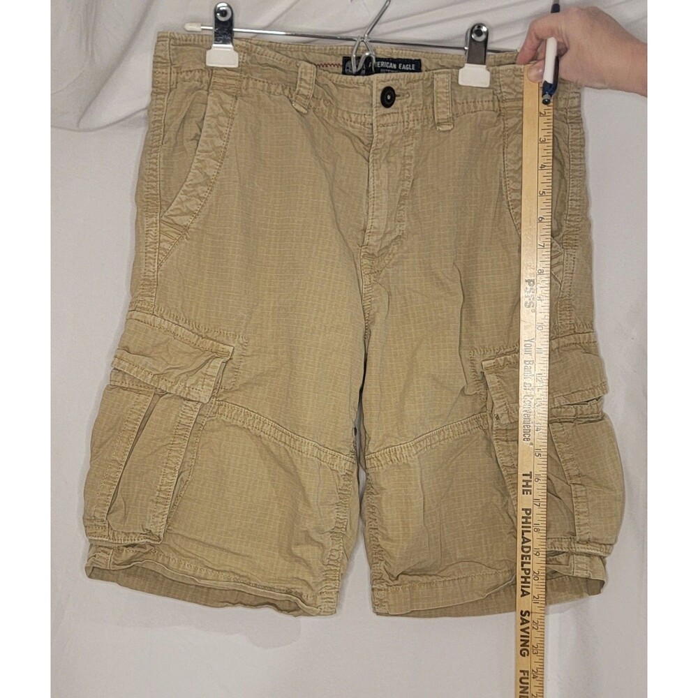 American Eagle Men’s 32 Brown Ripstop Cargo Shorts Long Inseam Outdoor Utility - Picture 8 of 9